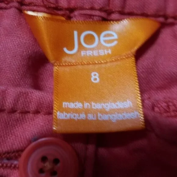 Joe Fresh Red Draw String Cropped Pants Size 8 - Picture 2 of 11